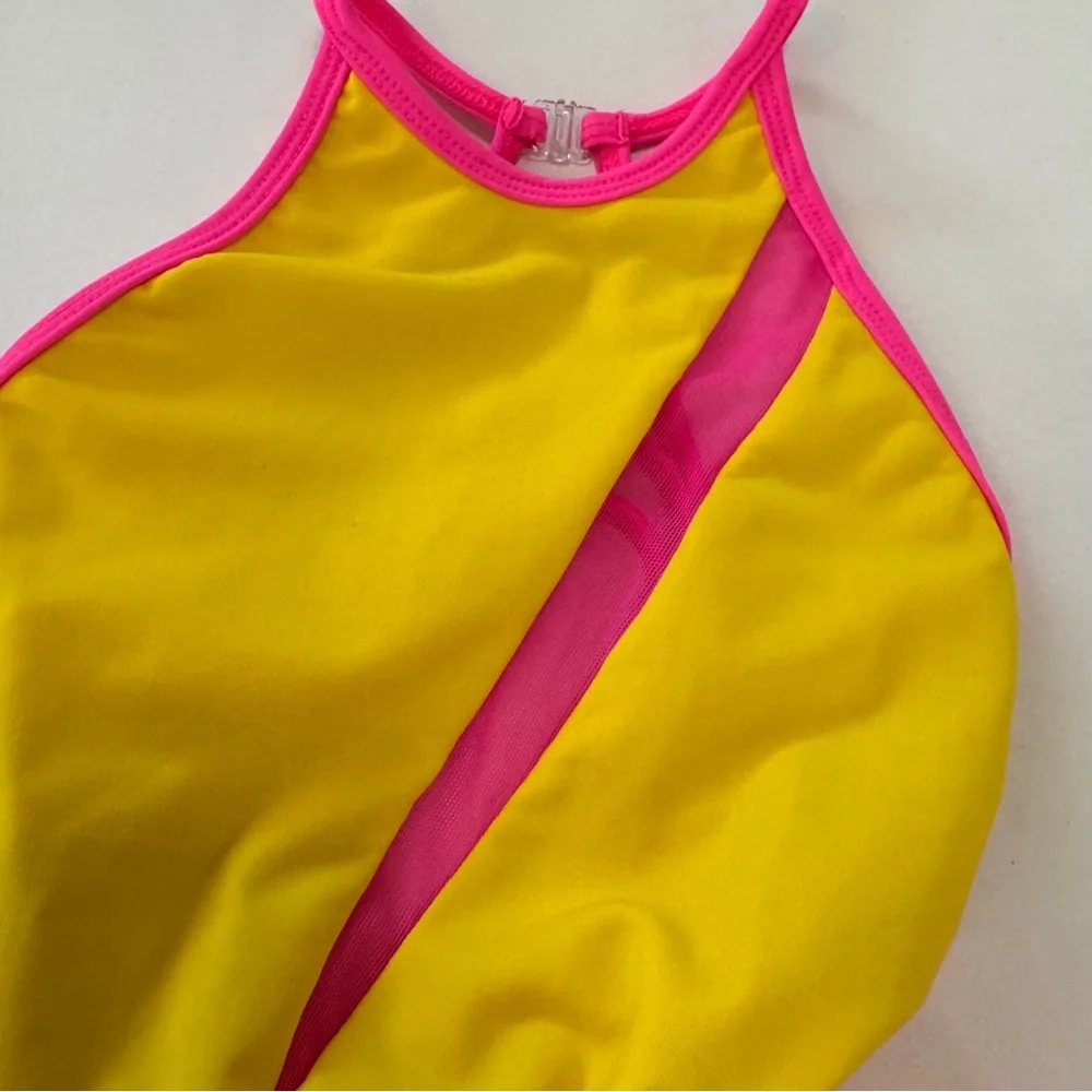 LA Dance Designs Neon Yellow and Pink Leotard Child Large - Picture 3 of 9